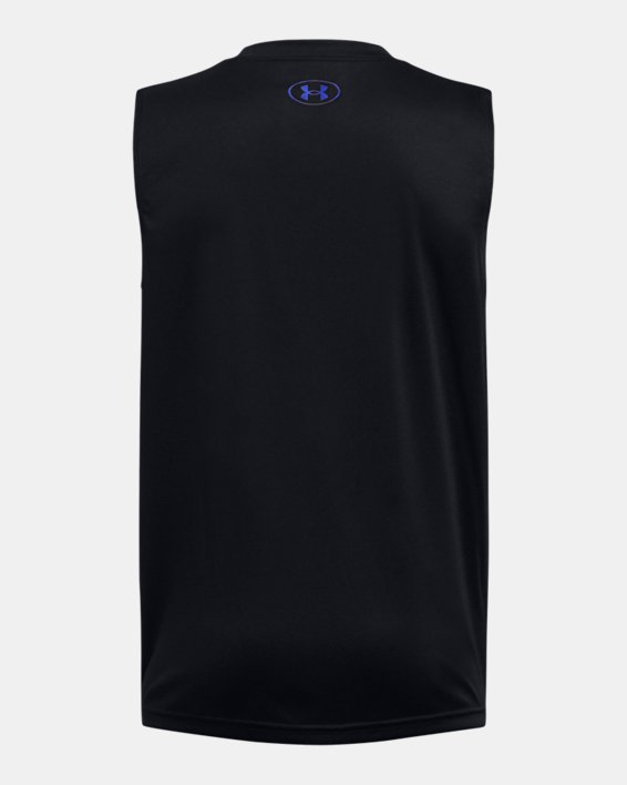 เสื้อกล้าม UA Tech™ Hybrid Print Fill สำหรับเด็กผู้ชาย in Black image number 1